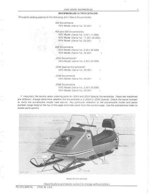 1973 john deere 600 snowmobile specs