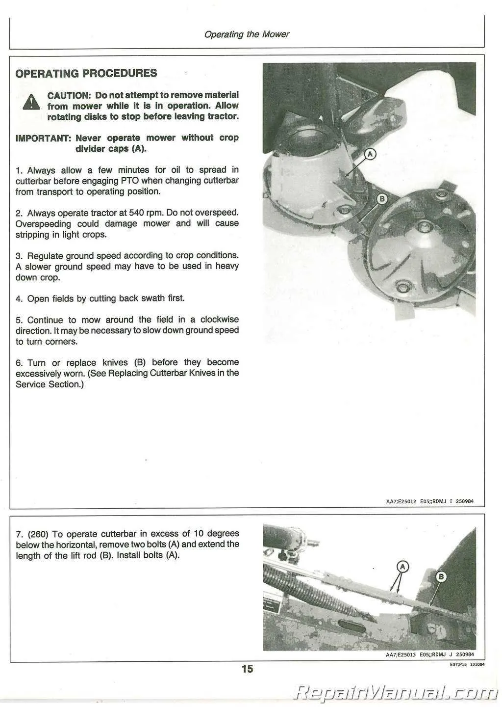 john deere 240 disc mower specs