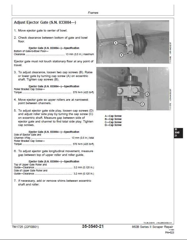 862b john deere scraper specs