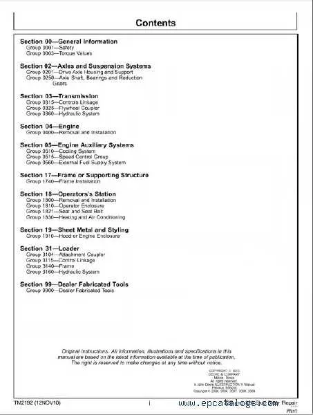 john deere 325 spec sheet