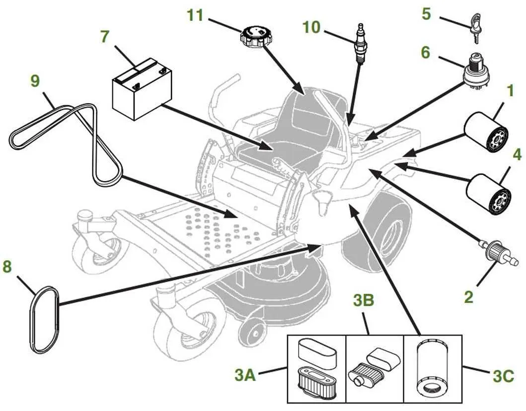 2008 john deere z445 54 in deck specs