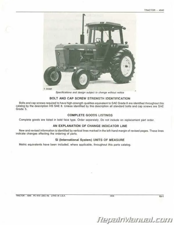 spec john deere 4040