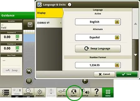 john deere 4240 display specs