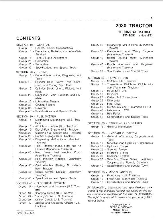 john deere 2030 diesel torque specs