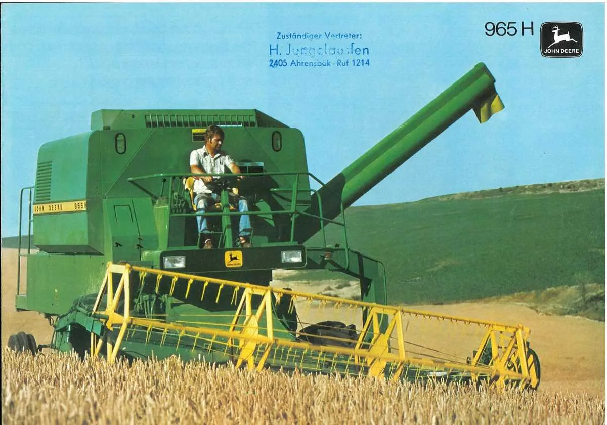 john deere 965 combine harvester specs