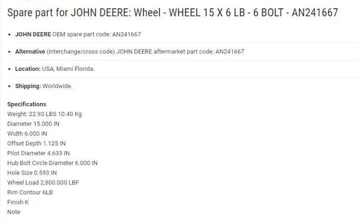specs for a john deere 820