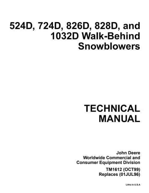 john deere 524d snowblower specs