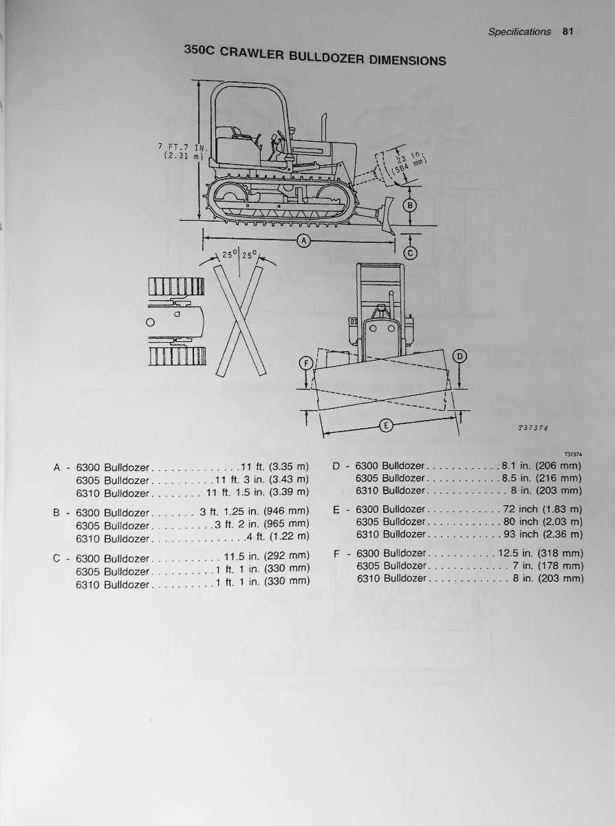 john deere 350c loader specs